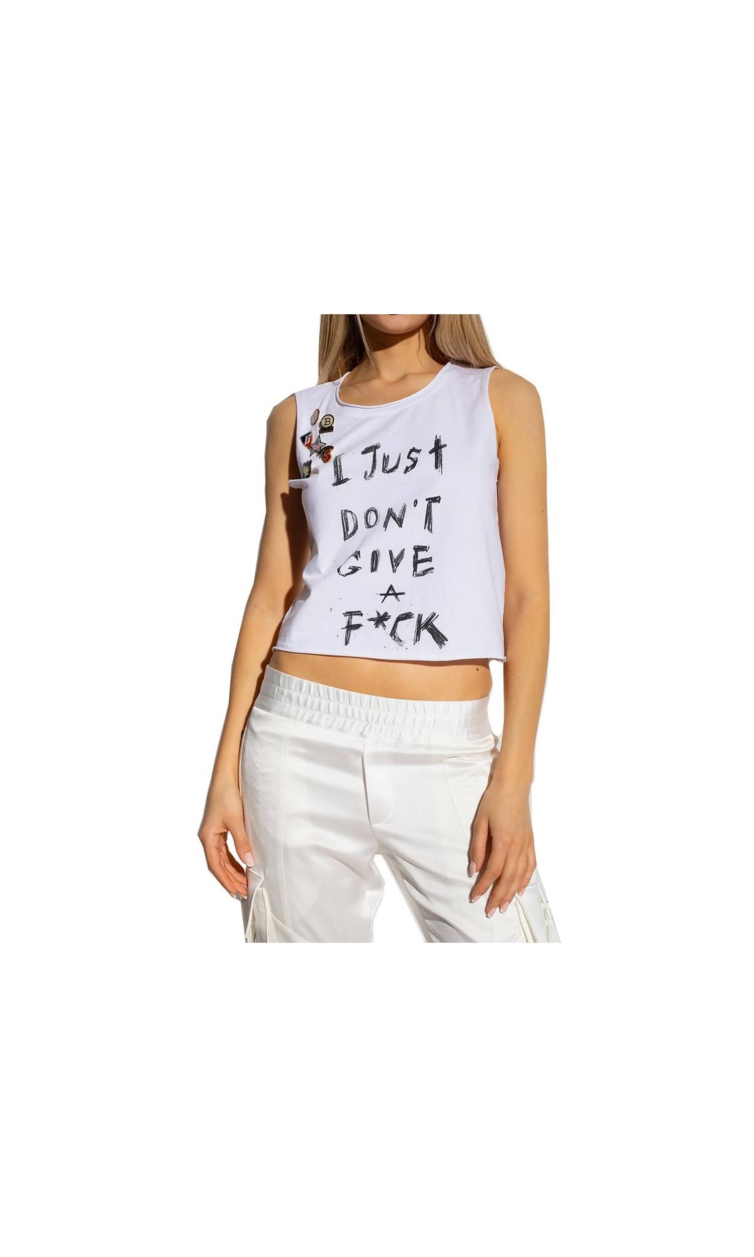 Balmain Cotton Printed Cropped T-Shirt Glam Steals