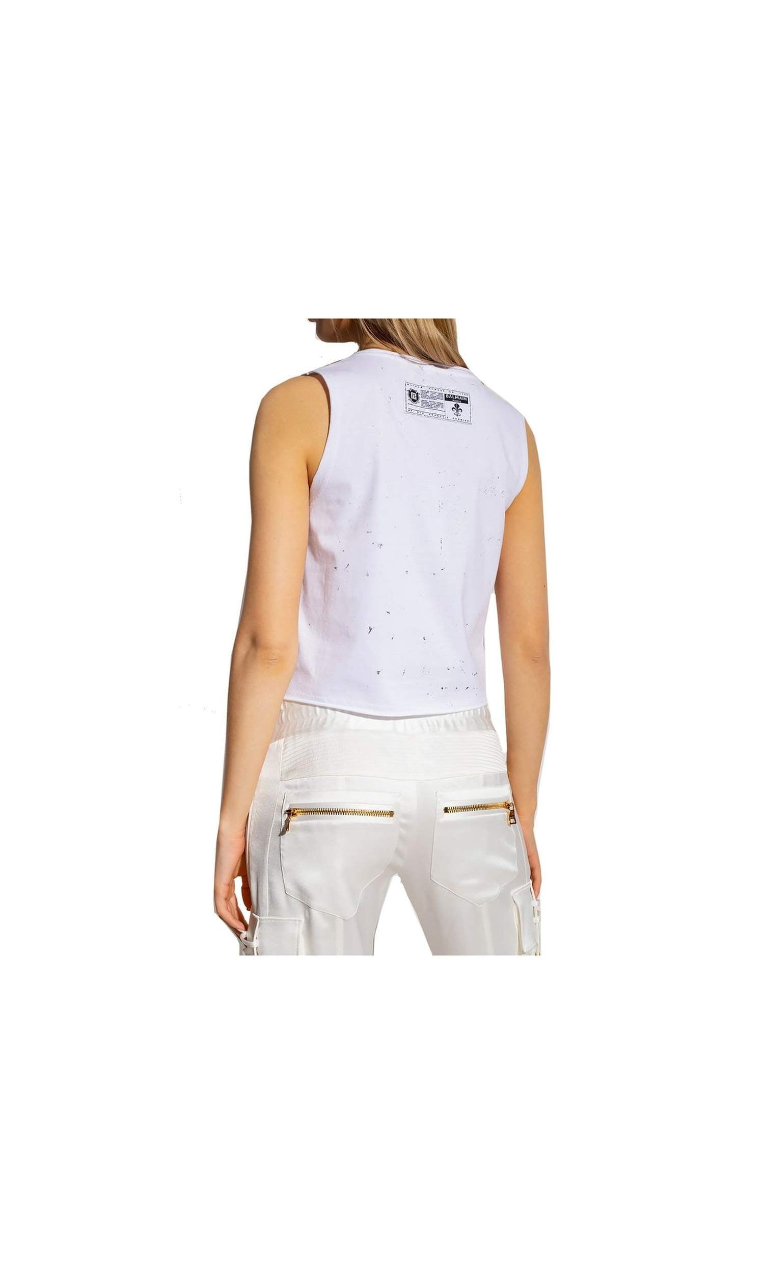 Balmain Cotton Printed Cropped T-Shirt Glam Steals