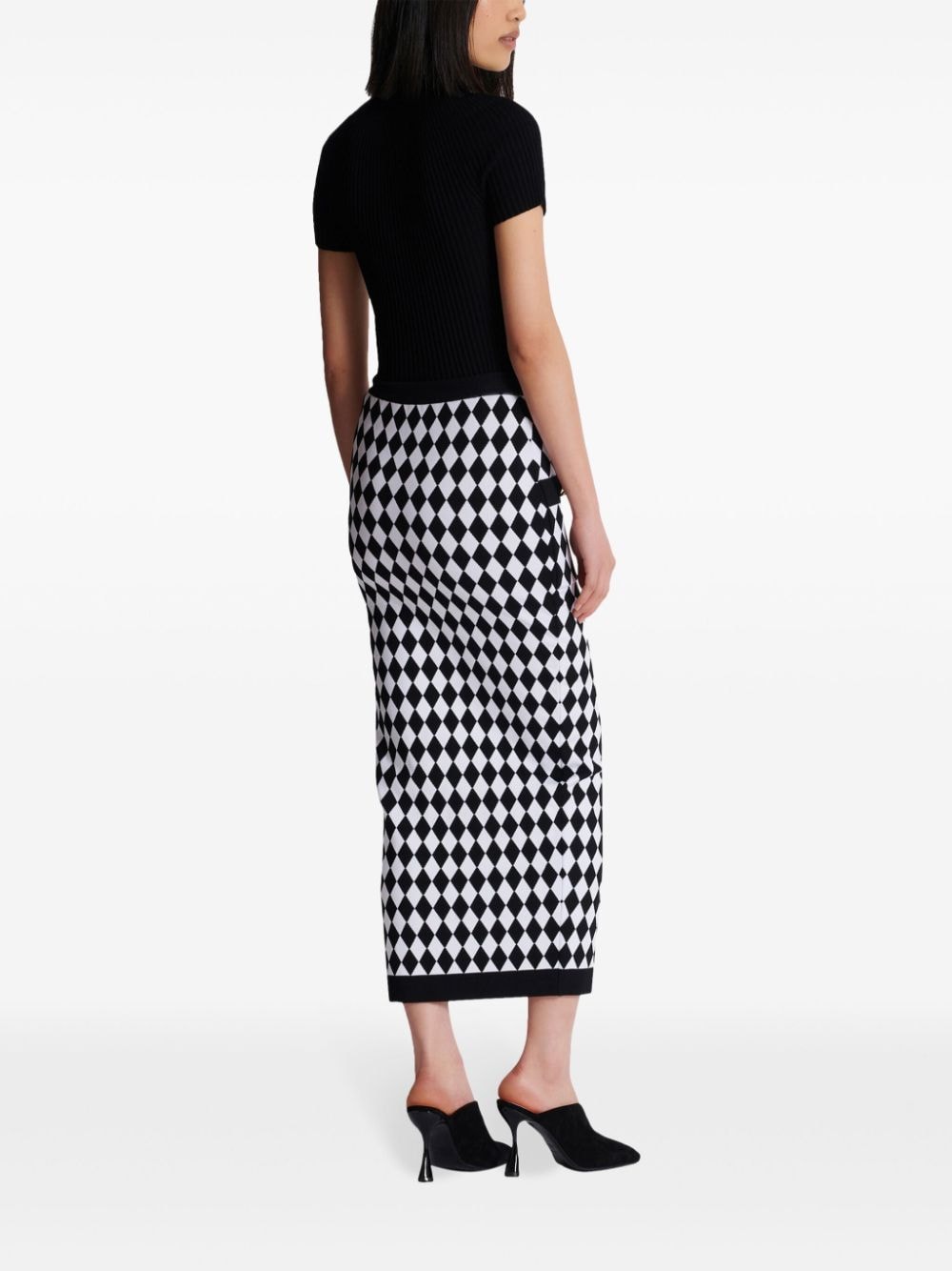 Balmain Diamond Intarsia Knitted Midi Skirt Glam Steals
