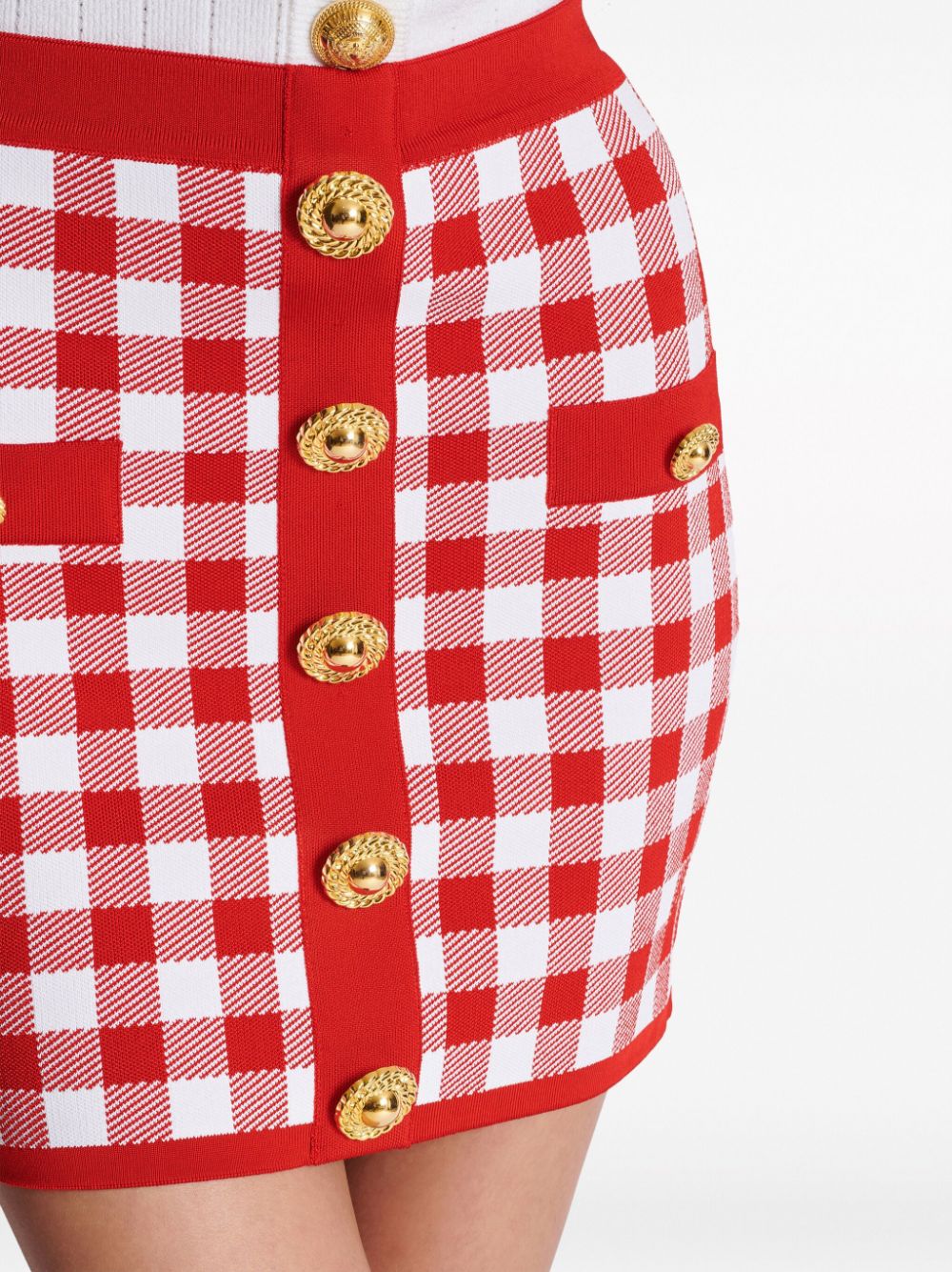 Balmain Gingham Fine Knit Miniskirt Glam Steals