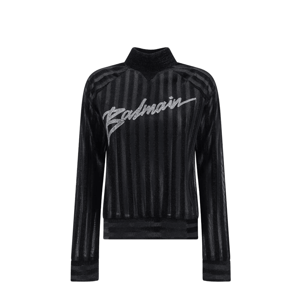 Balmain High-Neck Logo Sweater Glam Steals