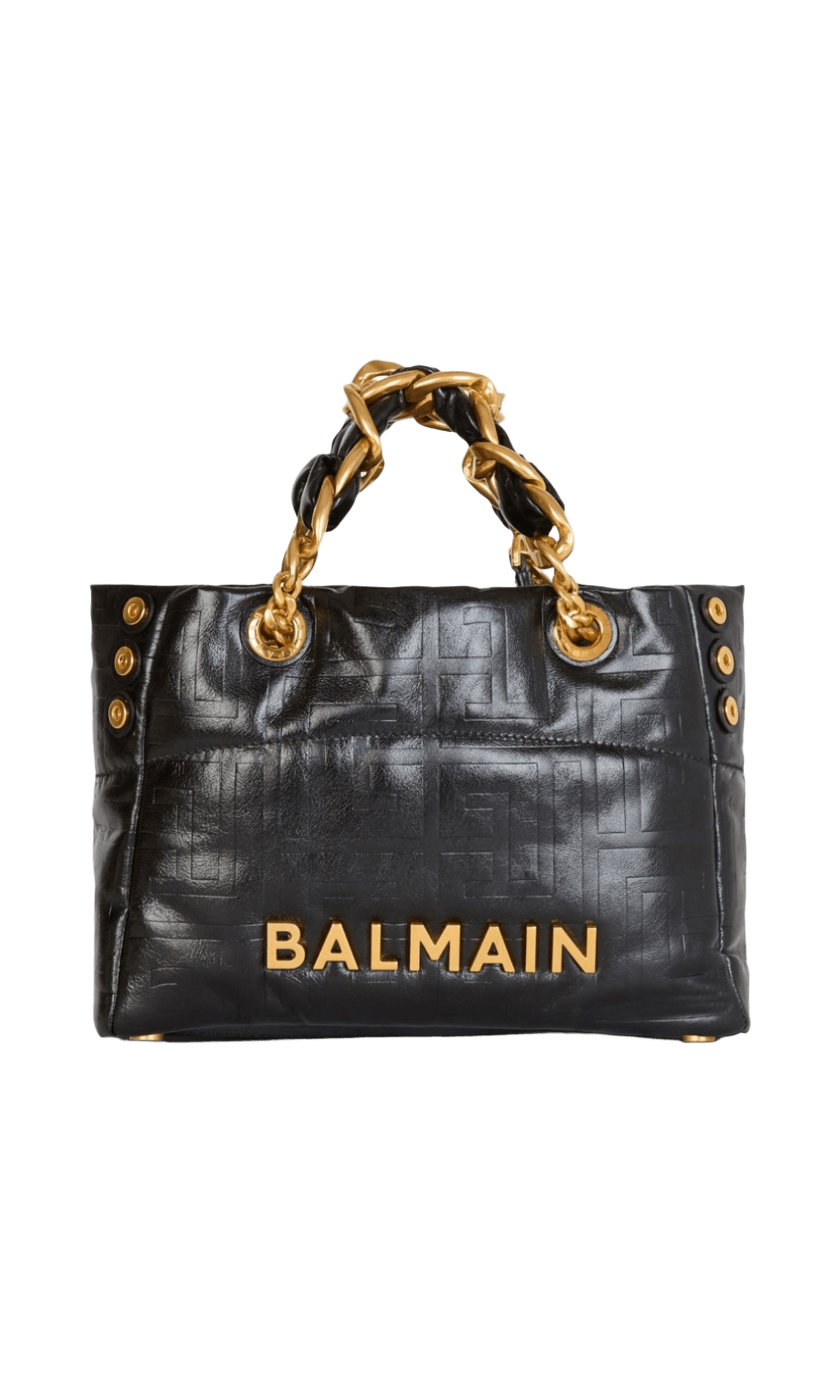 Balmain Leather 1945 Soft Pb Monogrammed Crinkled Small Tote Bag Glam Steals