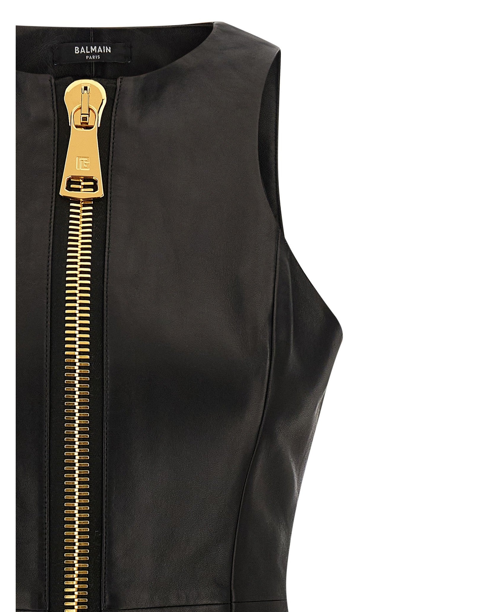 Balmain Leather Maxi Zip Dress Glam Steals