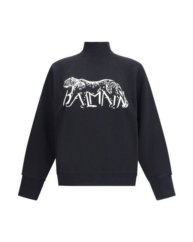 Balmain Leopard Print High Neck Sweat-shirt Glam Steals