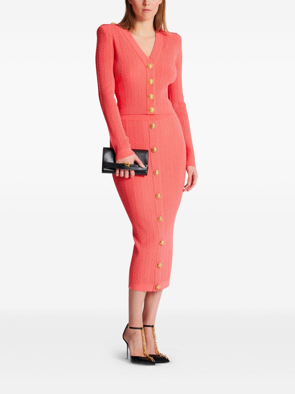Balmain Long Sleeved Twisted Knit Cardigan Glam Steals