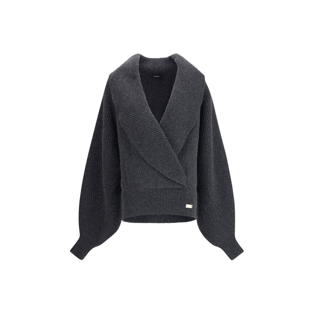 Balmain Oversized Wrap Effect Sweater Glam Steals