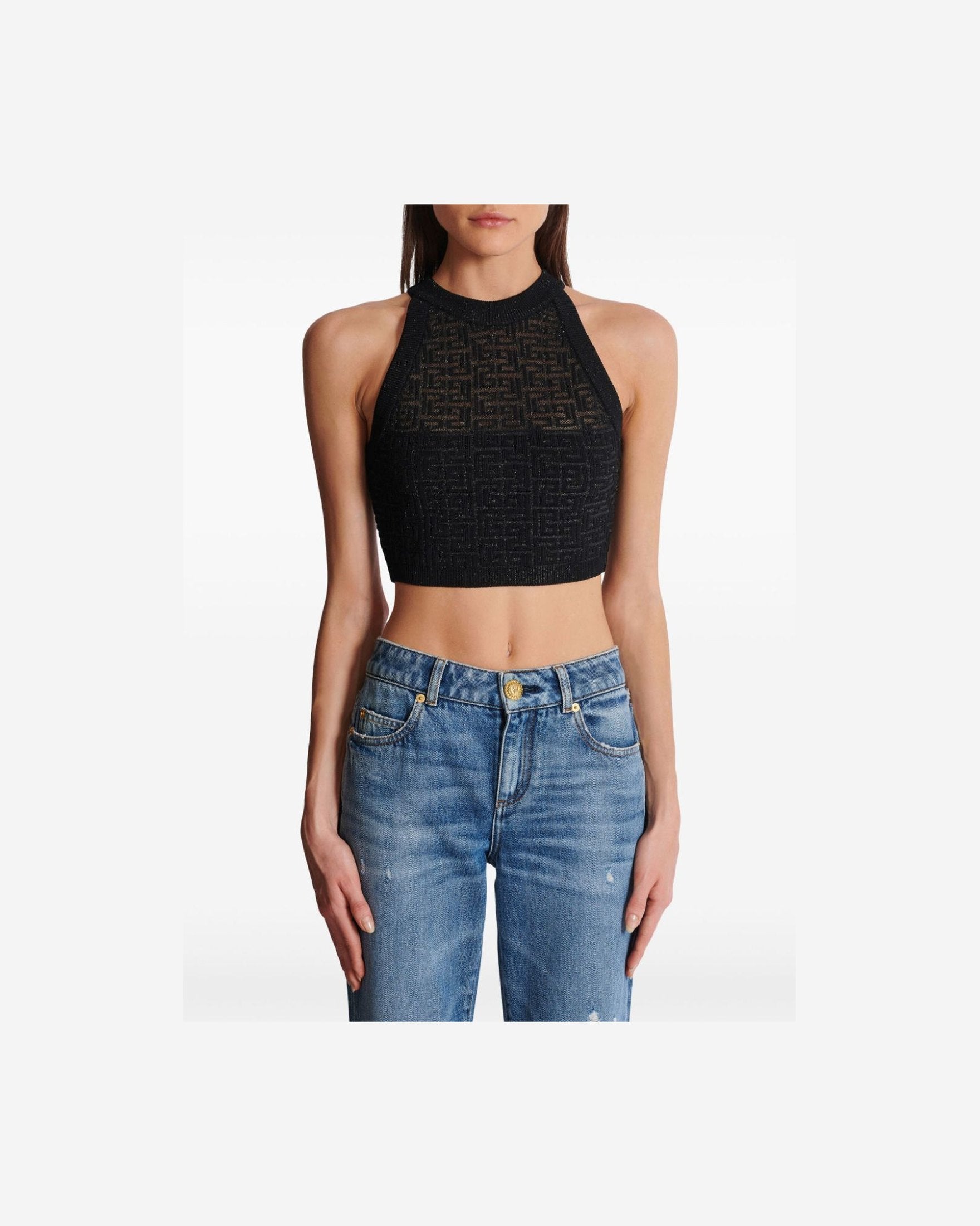 Balmain Pb Labyrinth Knit Top Glam Steals