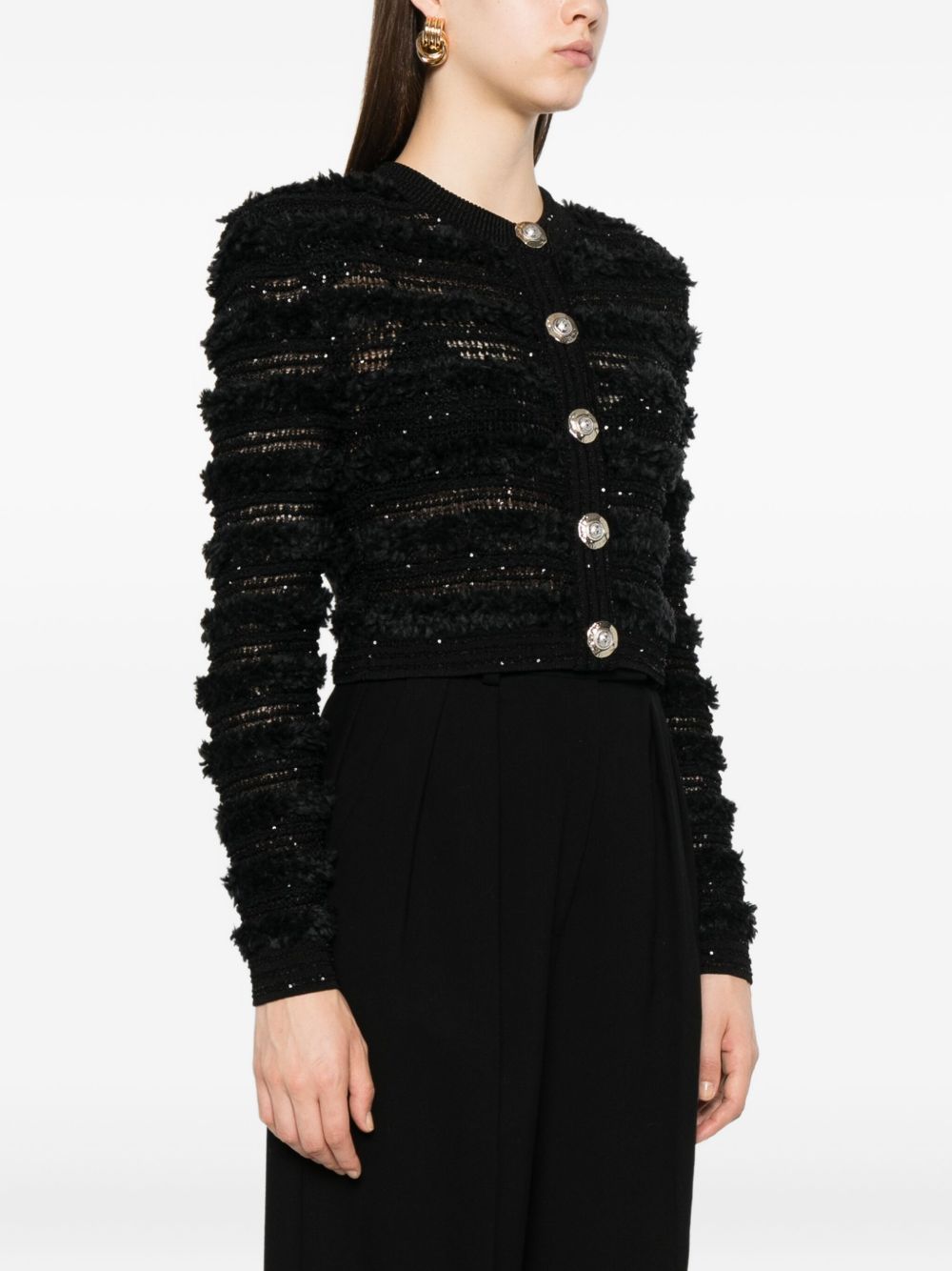 Balmain Sequin Embellished Cardigan Glam Steals