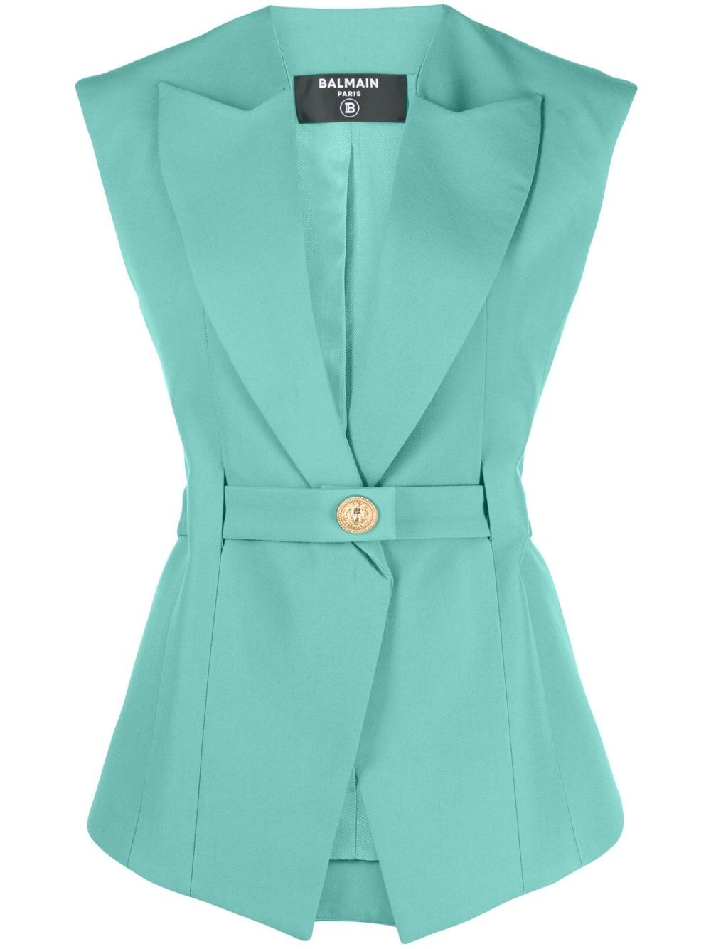 Balmain Sleeveless Belted Jacket Glam Steals