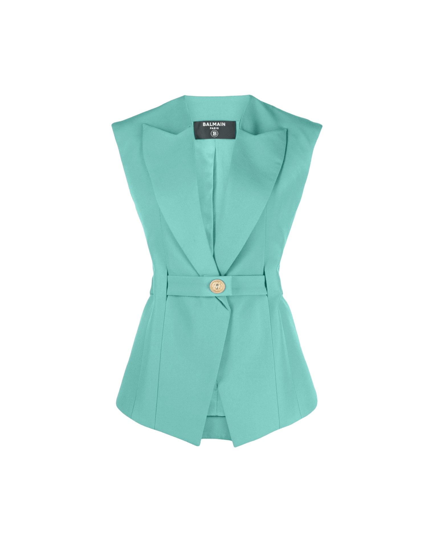 Balmain Sleeveless Belted Jacket Glam Steals