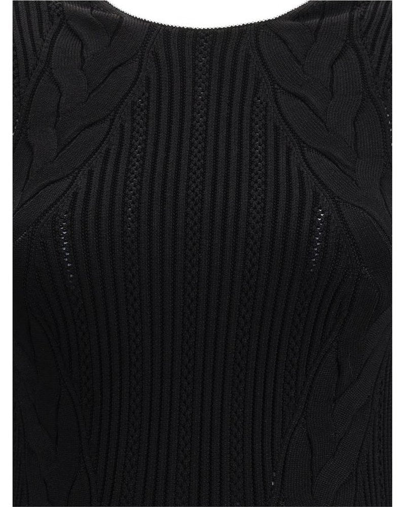 Balmain Sleeveless Torsade Knit Long Dress Glam Steals