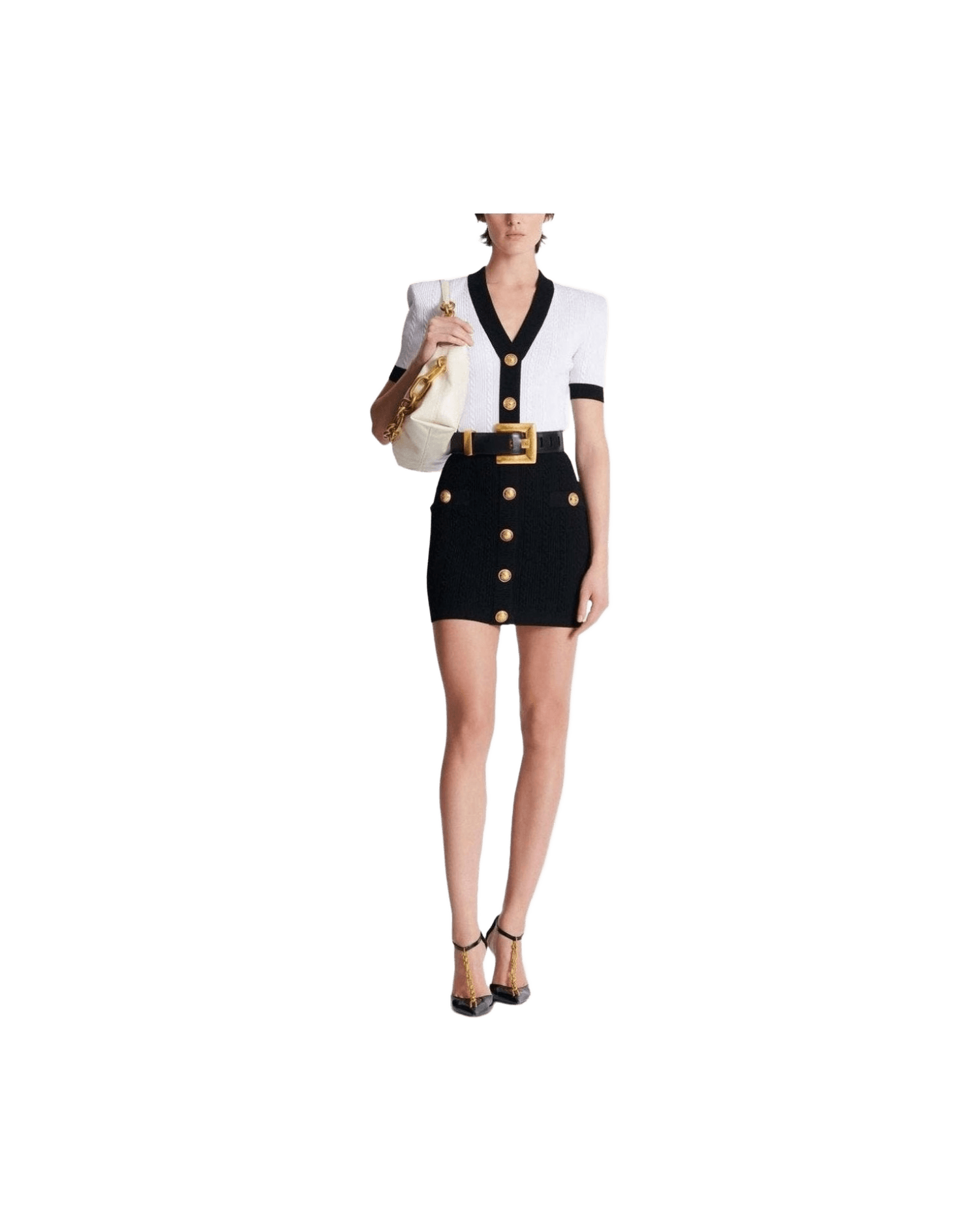 Balmain Two Tone Twisted Knit Bodycon Dress Glam Steals