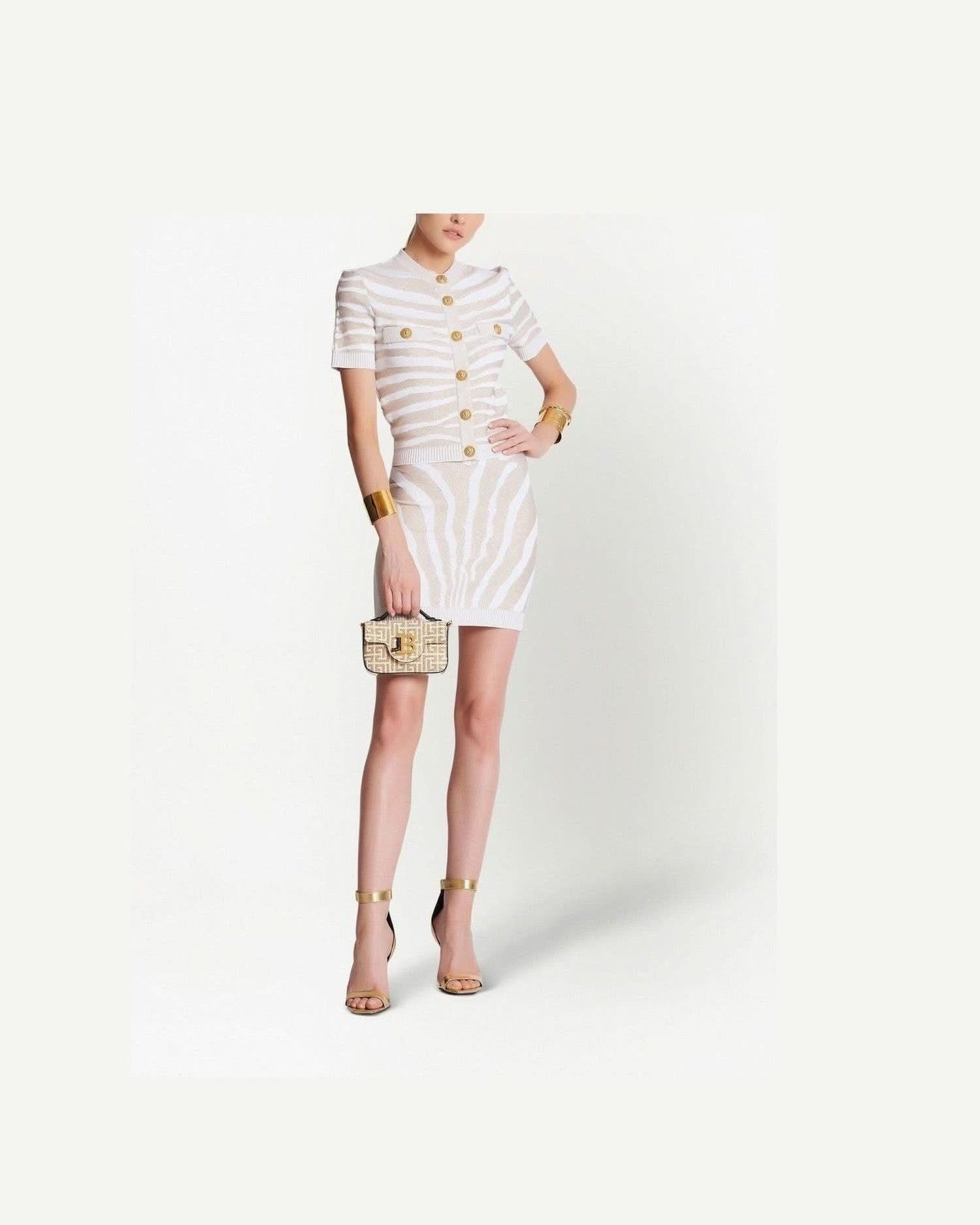Balmain Zebra Knit Short Skirt Skirts