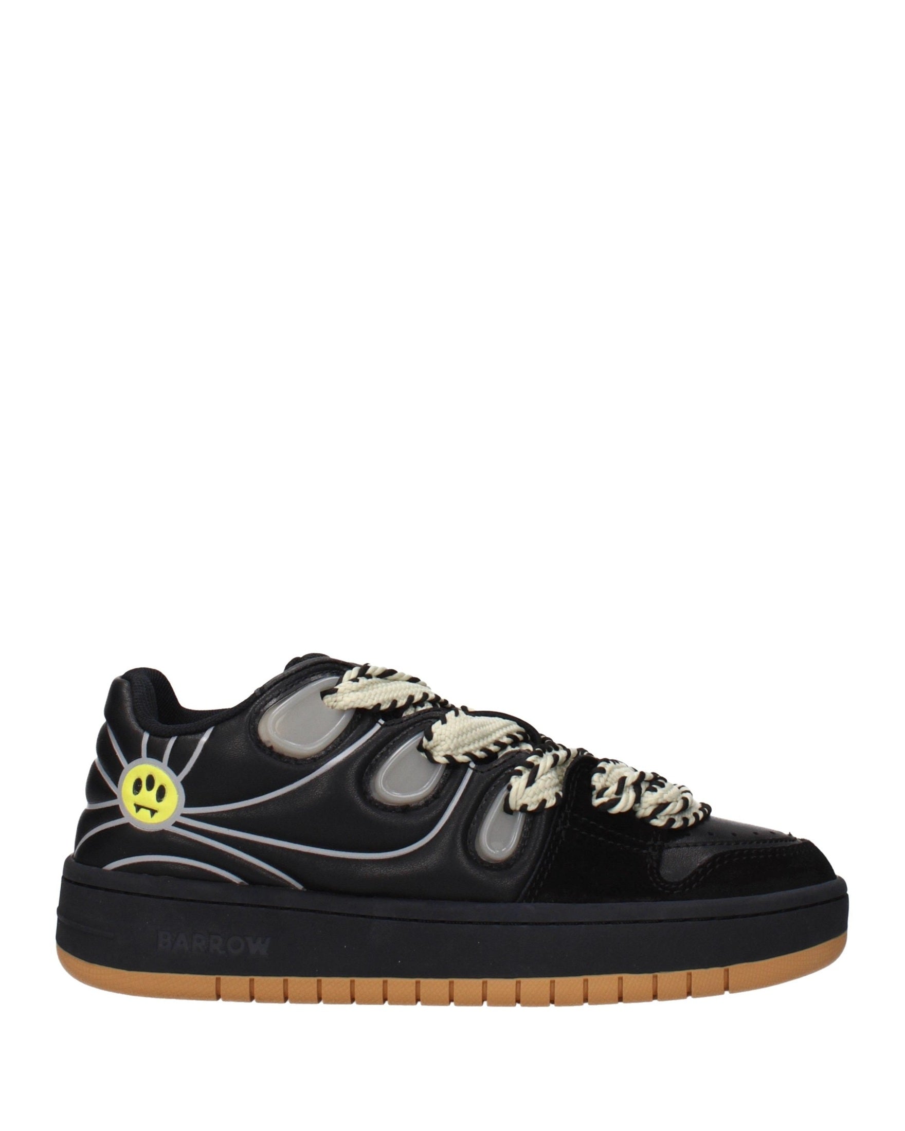 Barrow Black Leather Low Top Sneakers Glam Steals