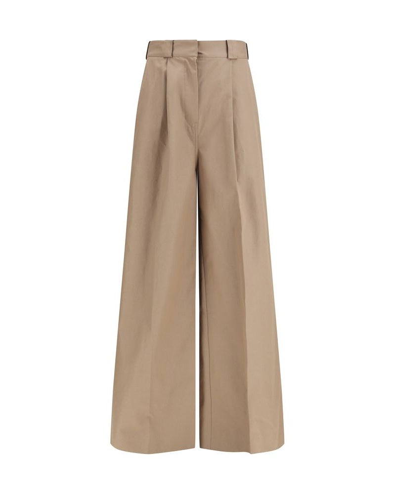 Beige Cotton Flared Pants Glam Steals