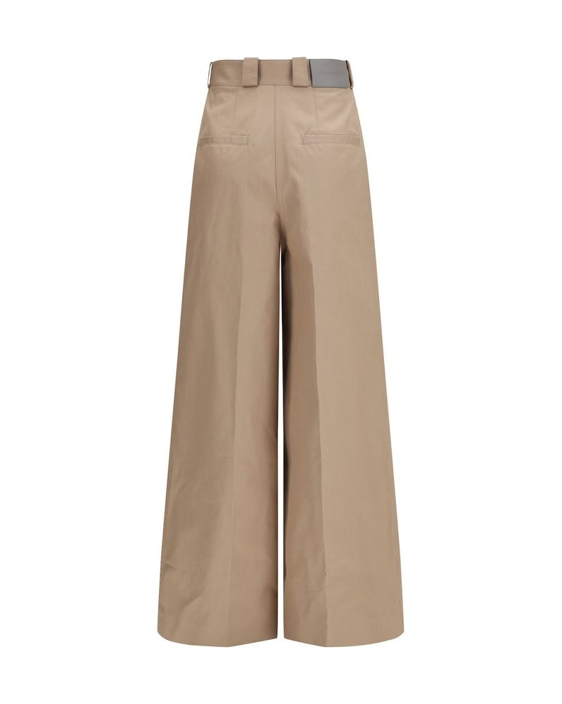 Beige Cotton Flared Pants Glam Steals