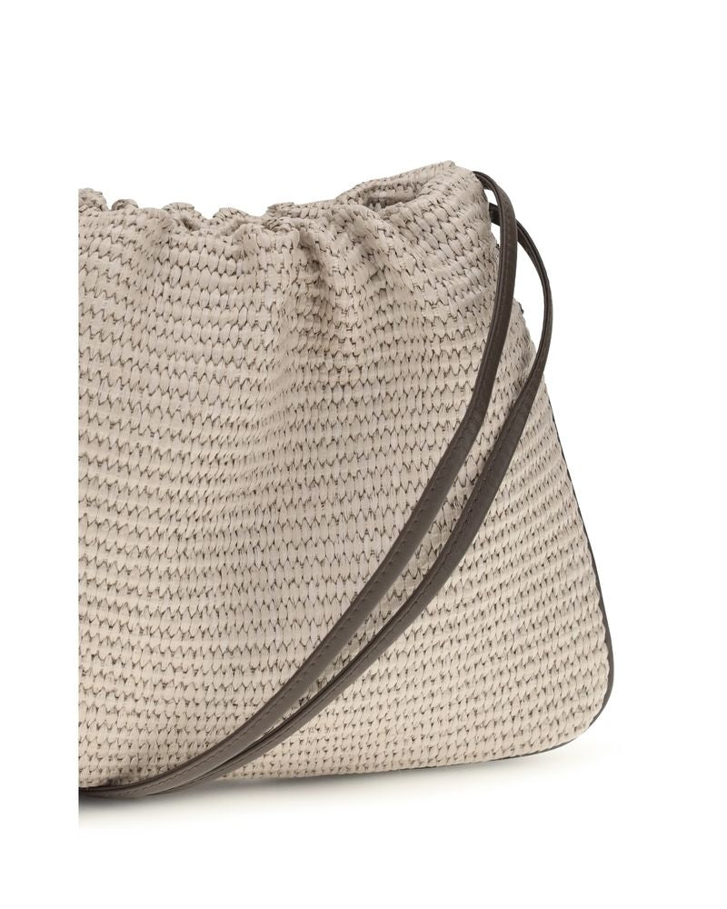 Beige Cotton Shoulder Bag Glam Steals