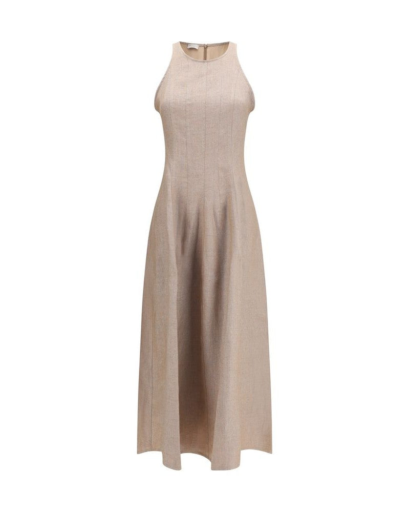 Beige Linen Casual Dress Glam Steals