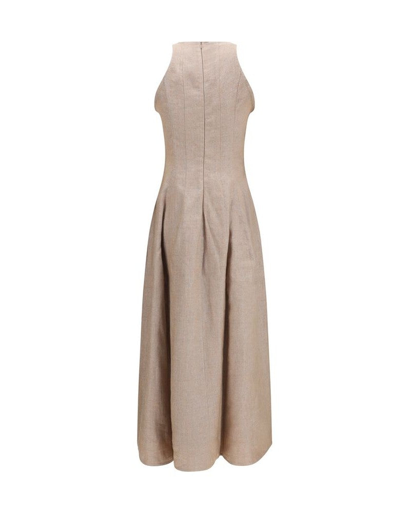 Beige Linen Casual Dress Glam Steals
