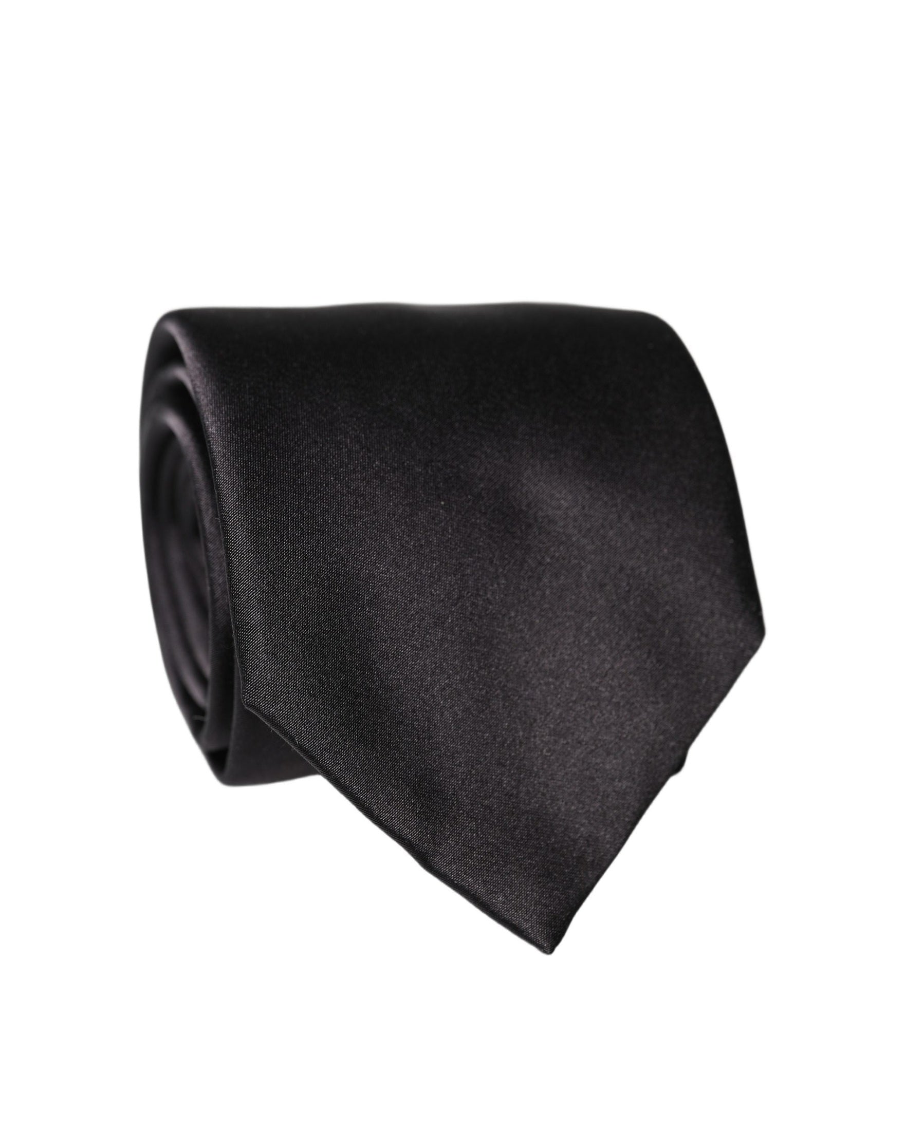 Dolce & Gabbana Black Satin 100% Silk Adjustable Tied Necktie Tie Glam Steals