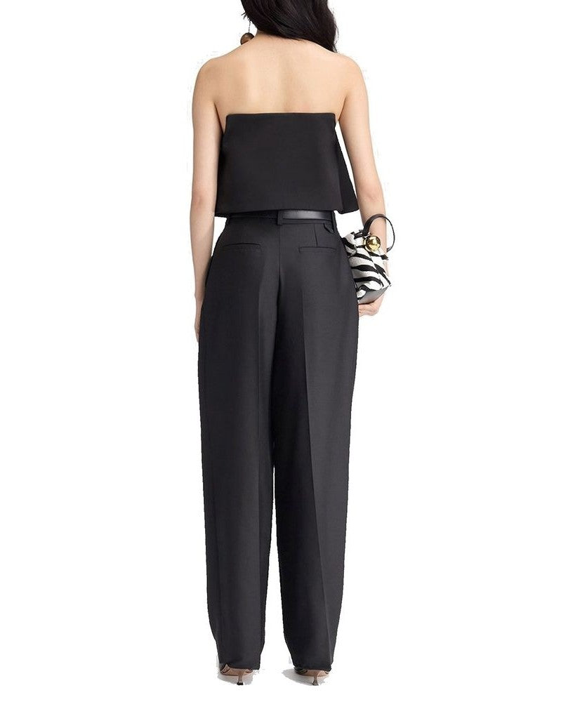 Black Silk Flared Pants Glam Steals