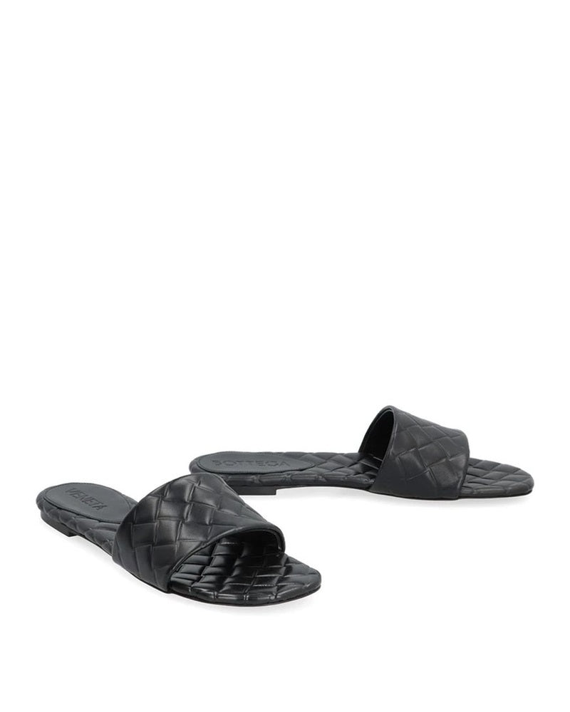 Bottega Veneta Black Leather Lamb Mules Flats