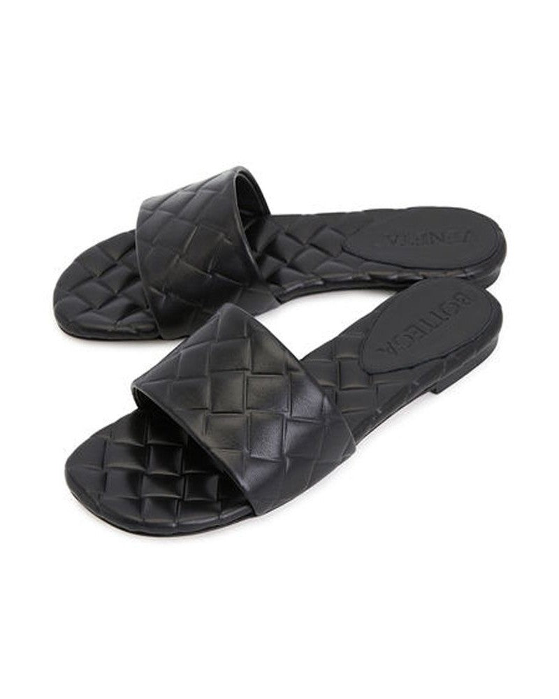 Bottega Veneta Black Leather Lamb Mules Flats