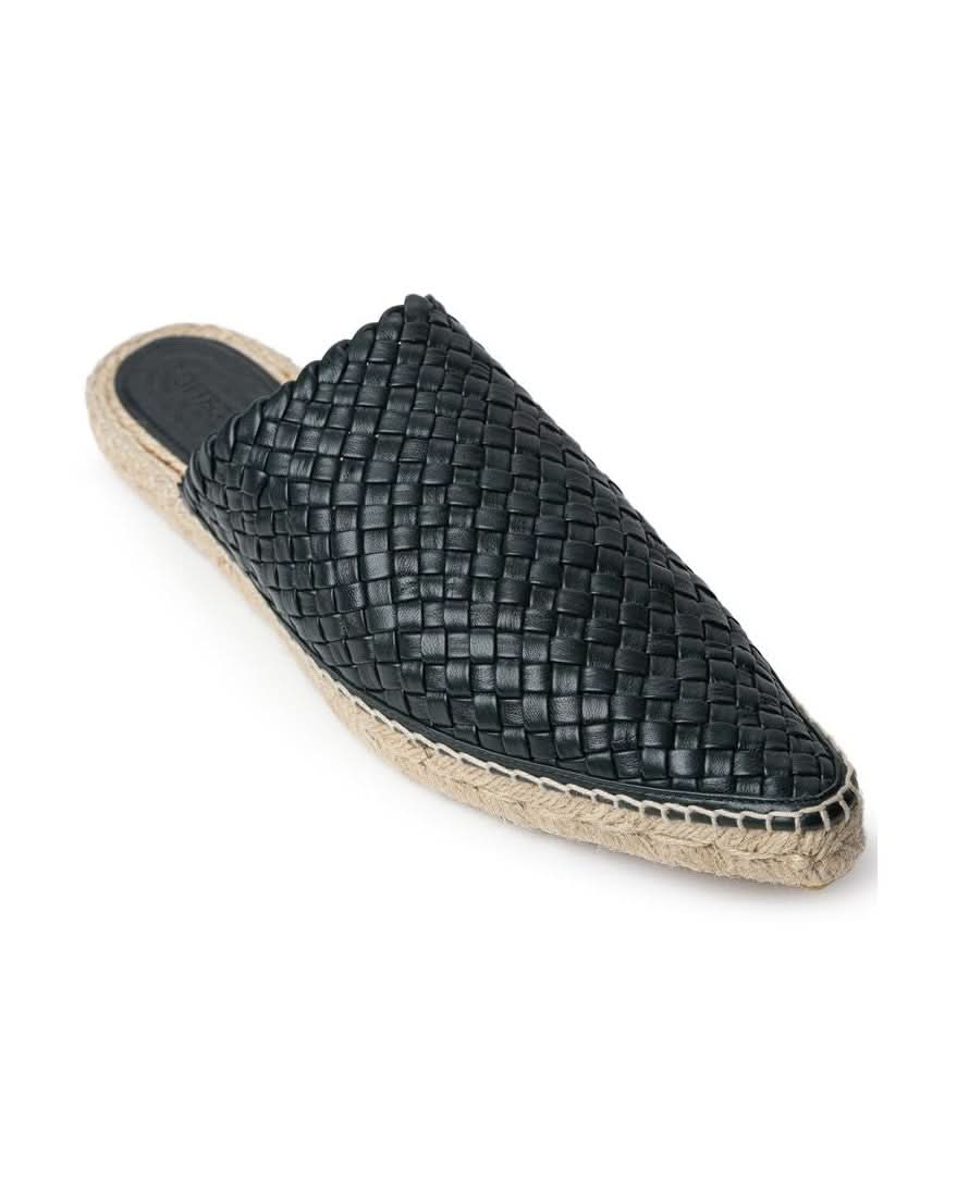Bottega Veneta Green Leather Espadrille Flats
