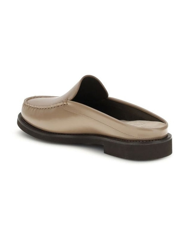 Brunello Cucinelli Beige Calf Leather Bos Taurus Mules