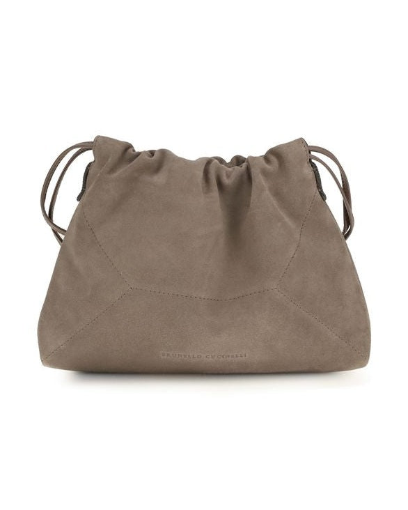 Brunello Cucinelli Beige Calf Leather Bos Taurus Shoulder Bag Glam Steals