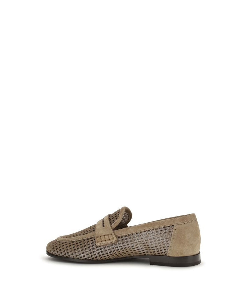 Brunello Cucinelli Beige Calf Leather Bos Taurus Slip On Loafers