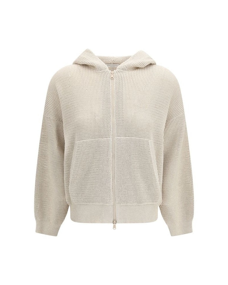 Brunello Cucinelli Beige Cotton Hoodie Glam Steals