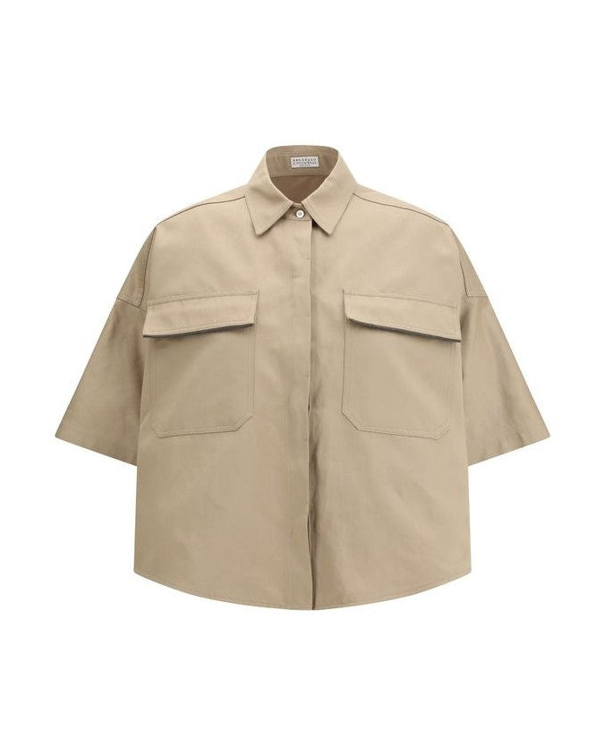 Brunello Cucinelli Beige Cotton Shortsleeve Shirt Glam Steals