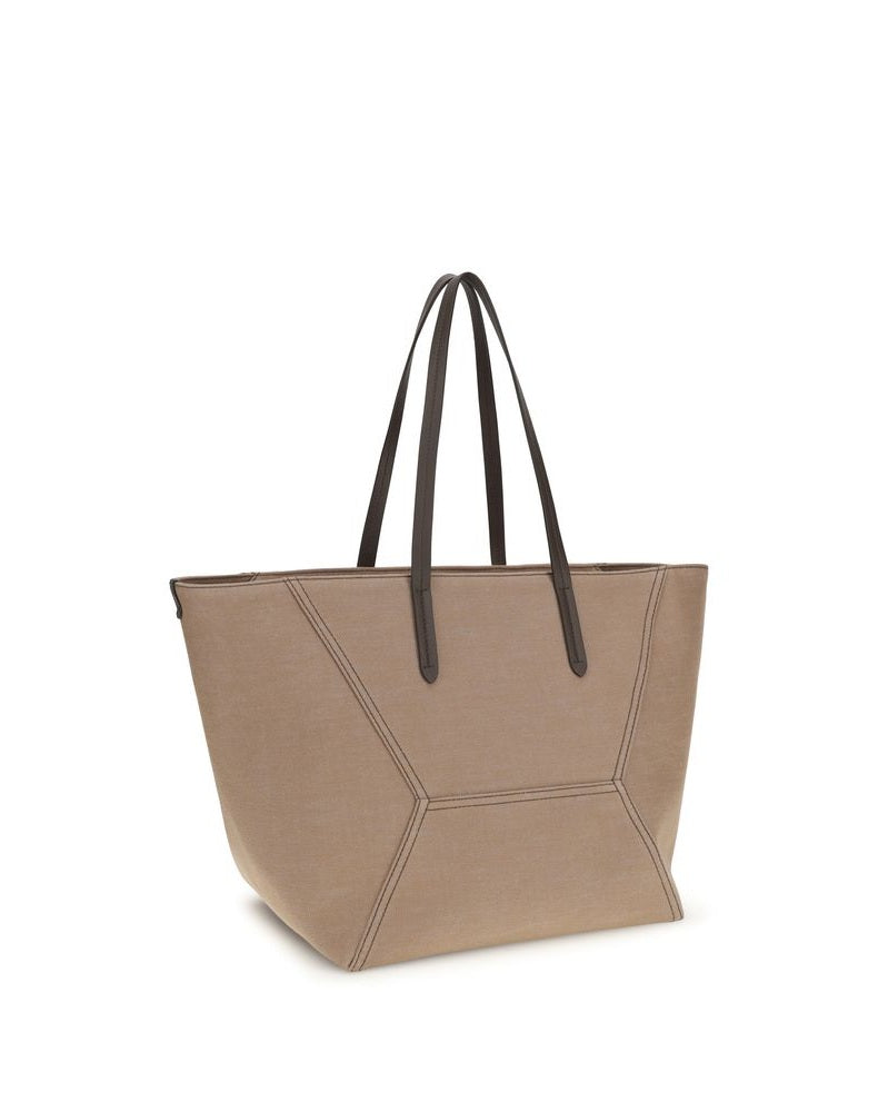 Brunello Cucinelli Beige Cotton Shoulder Bag Glam Steals