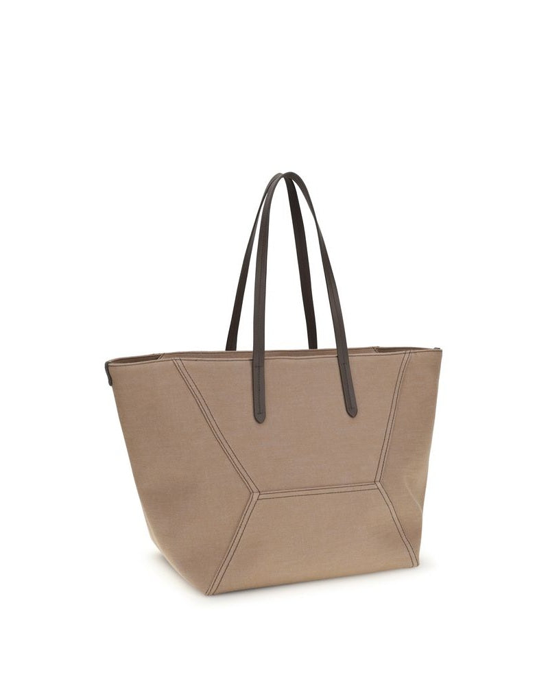 Brunello Cucinelli Beige Cotton Shoulder Bag Glam Steals