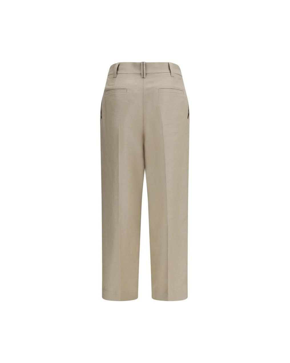 Brunello Cucinelli Beige Linen Casual Pant
