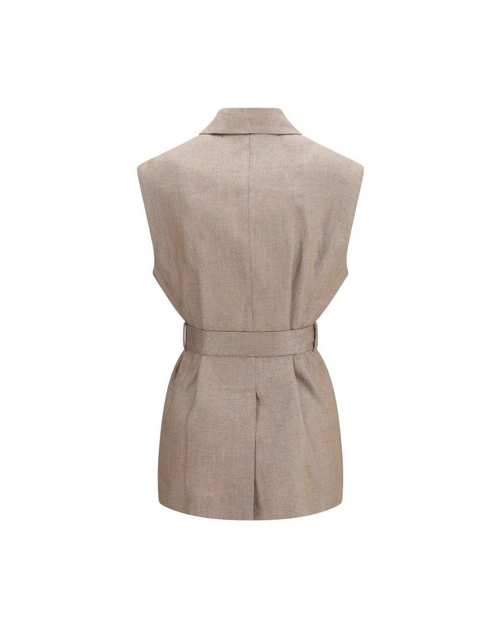 Brunello Cucinelli Beige Linen Sleveless Jacket Glam Steals