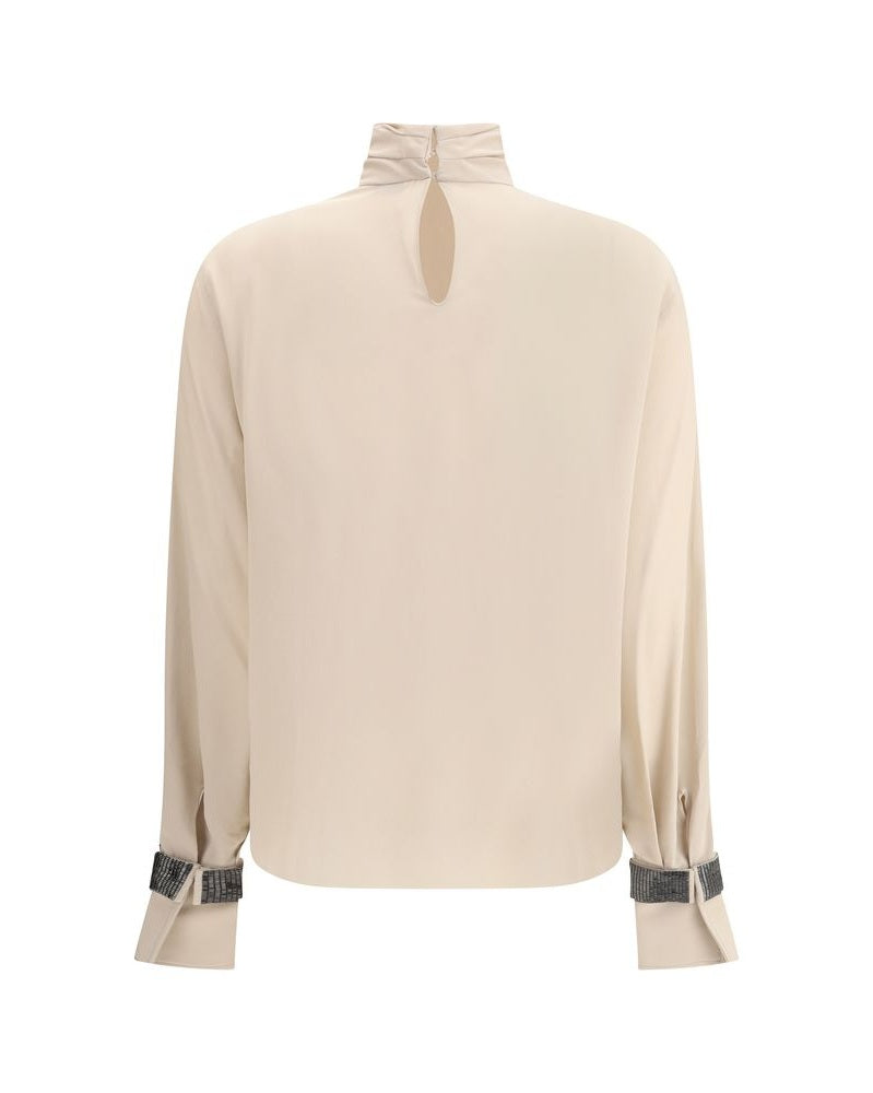 Brunello Cucinelli Beige Silk Blouse Glam Steals