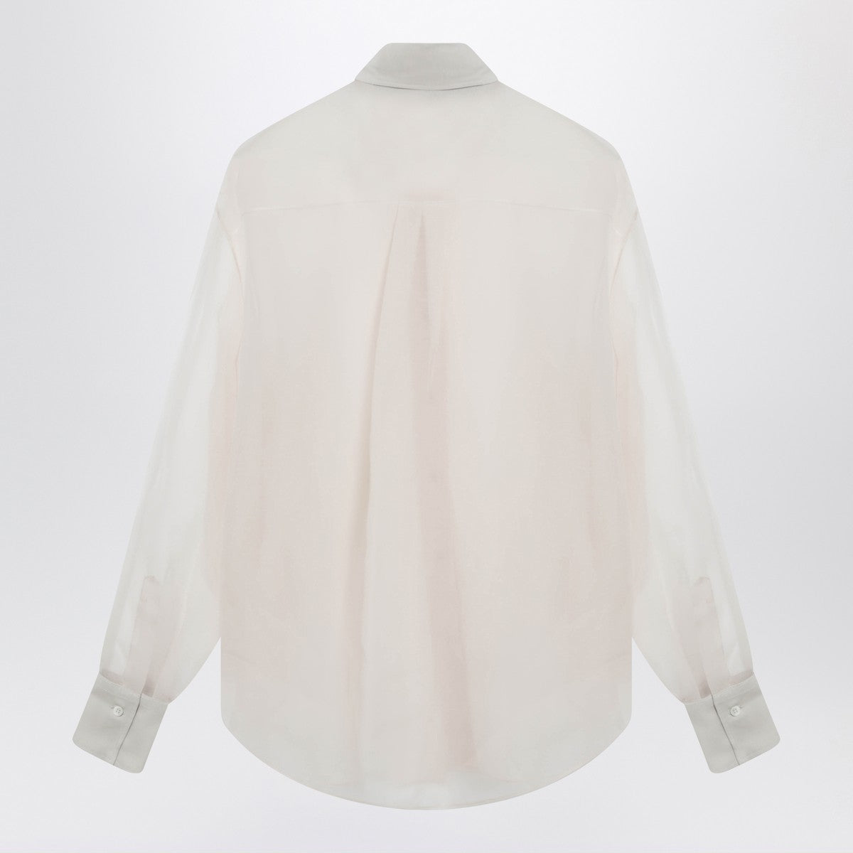 Brunello Cucinelli Beige Silk Crispy Shirt with Monile Detail Glam Steals