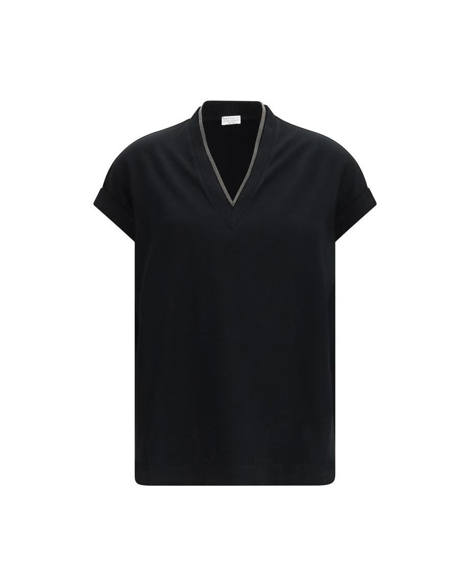 Brunello Cucinelli Black Cotton T-shirt Glam Steals