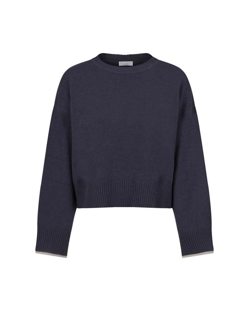 Brunello Cucinelli Blue Cashmere Sweater Sweaters