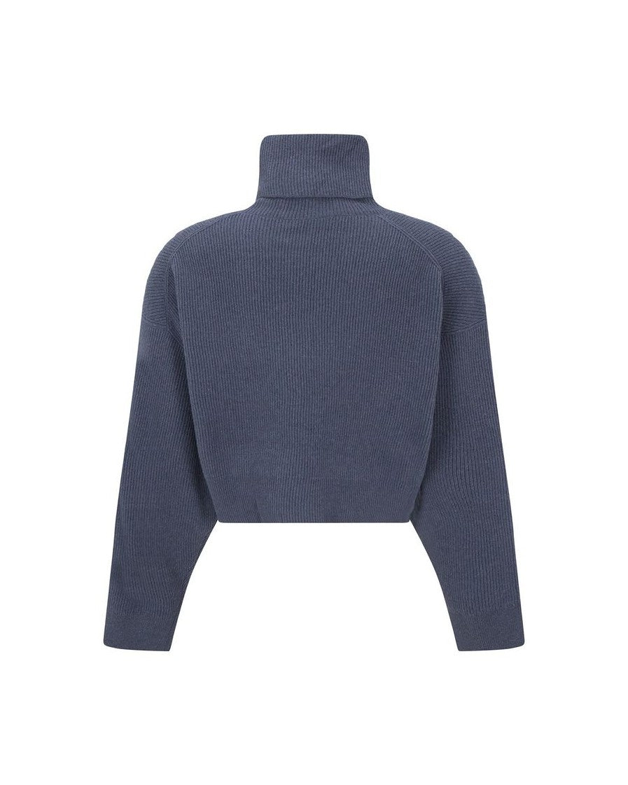 Brunello Cucinelli Blue Cashmere Turtleneck Sweater Glam Steals