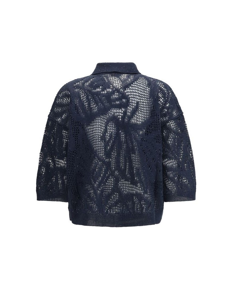 Brunello Cucinelli Blue Linen Polo Shirt