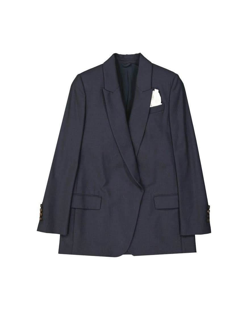 Brunello Cucinelli Blue Wool Virgin Jacket Coats & Jackets