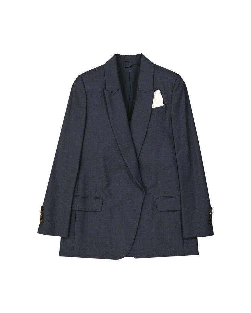 Brunello Cucinelli Blue Wool Virgin Jacket Coats & Jackets
