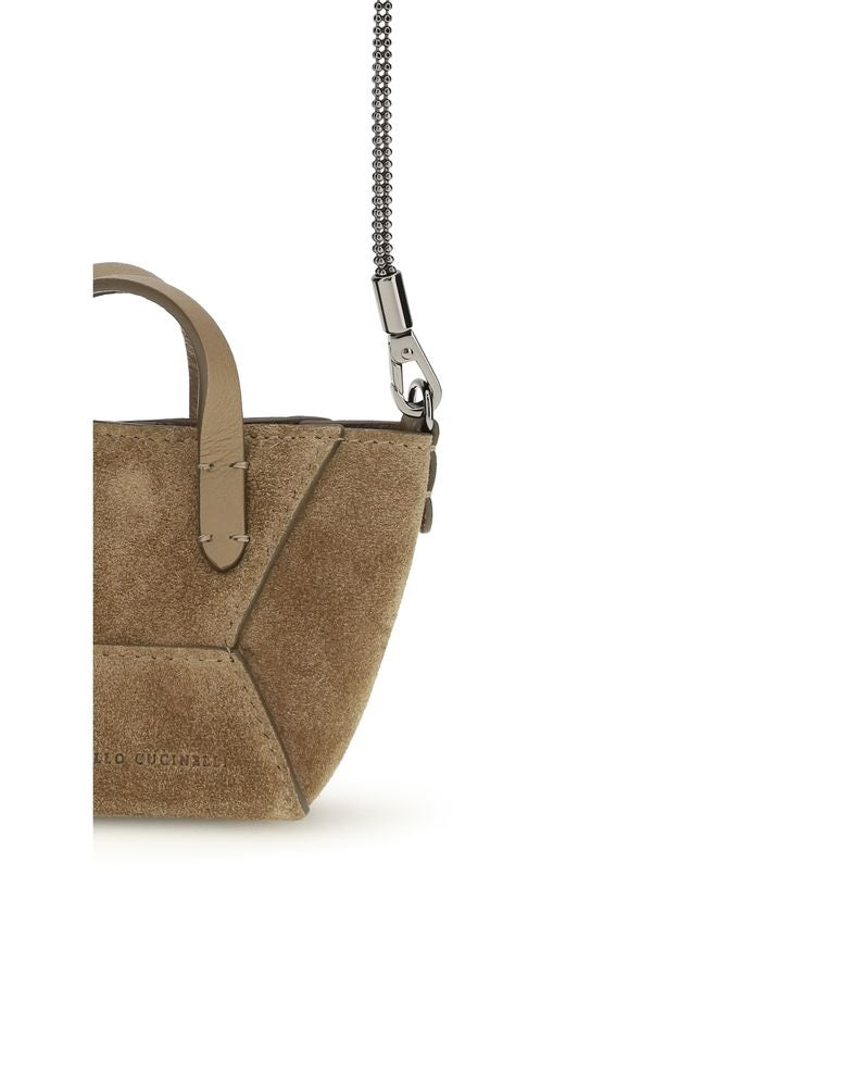 Brunello Cucinelli Brown Calf Leather Bos Taurus Shoulder Bag