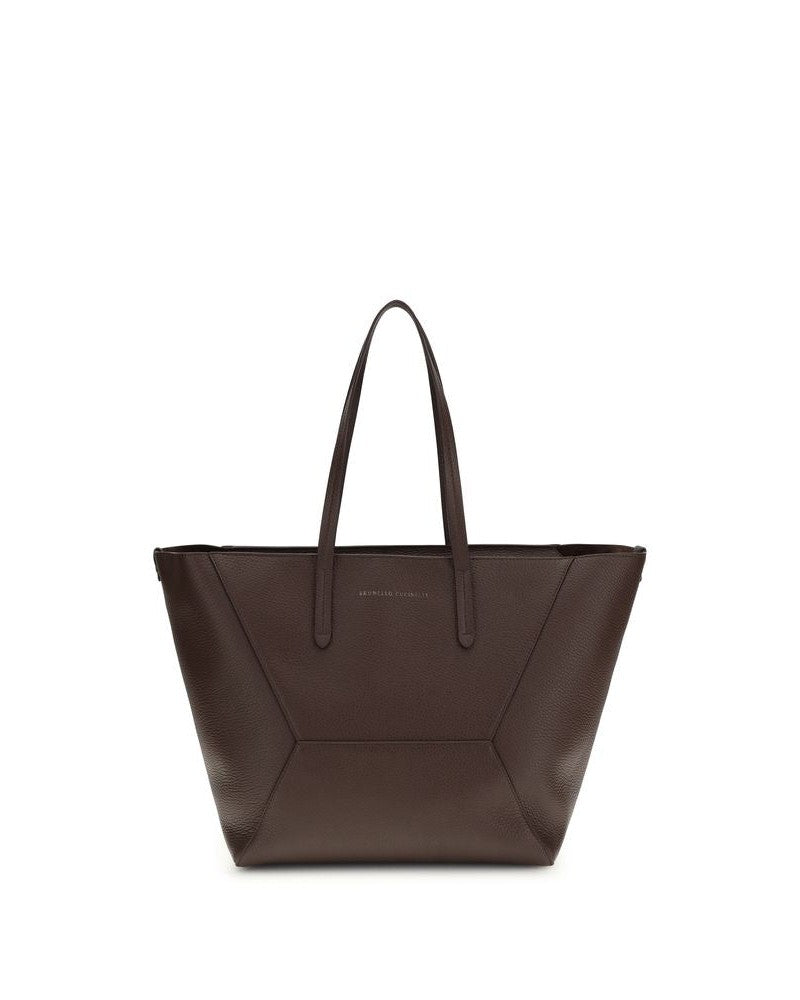 Brunello Cucinelli Brown Calf Leather Bos Taurus Shoulder Bag