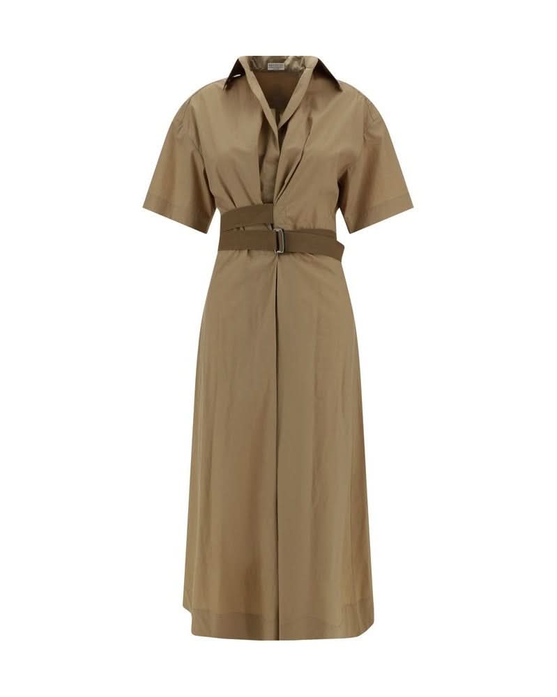 Brunello Cucinelli Brown Cotton Casual Dress Glam Steals