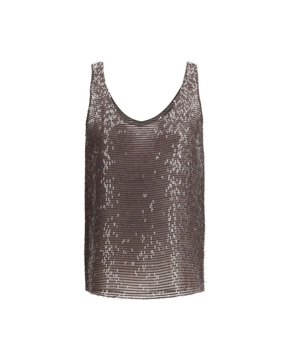 Brunello Cucinelli Brown Silk Top