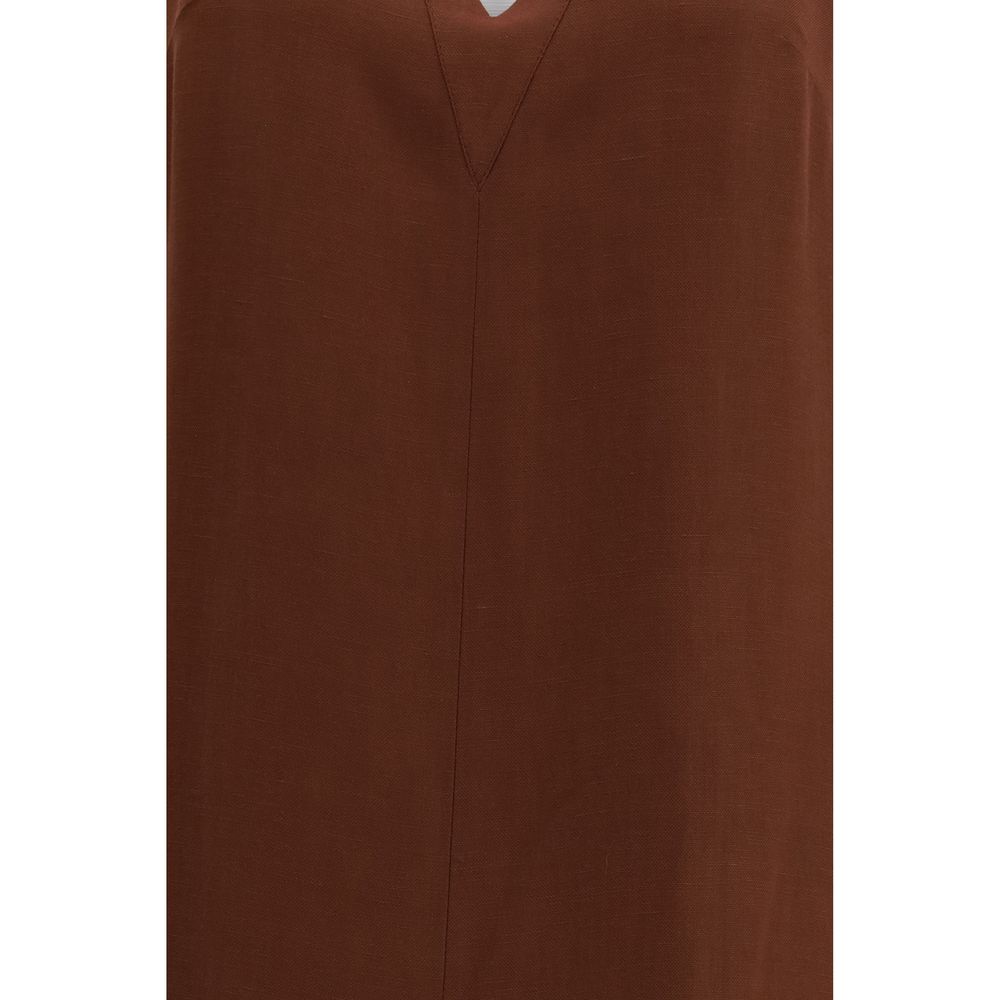 Brunello Cucinelli Brown Viscose Dress Glam Steals